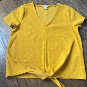 J Crew Factory Yellow Tie Front Shirt